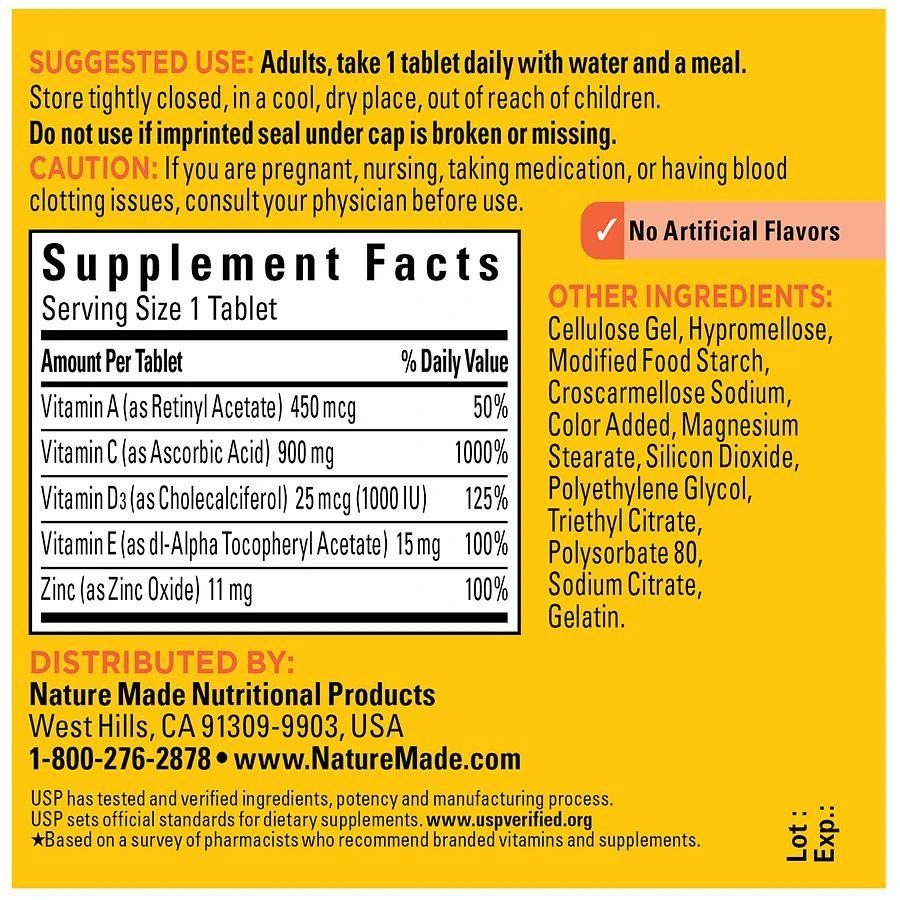 Nature Made Super C with Vitamin D3 and Zinc Tablets 4