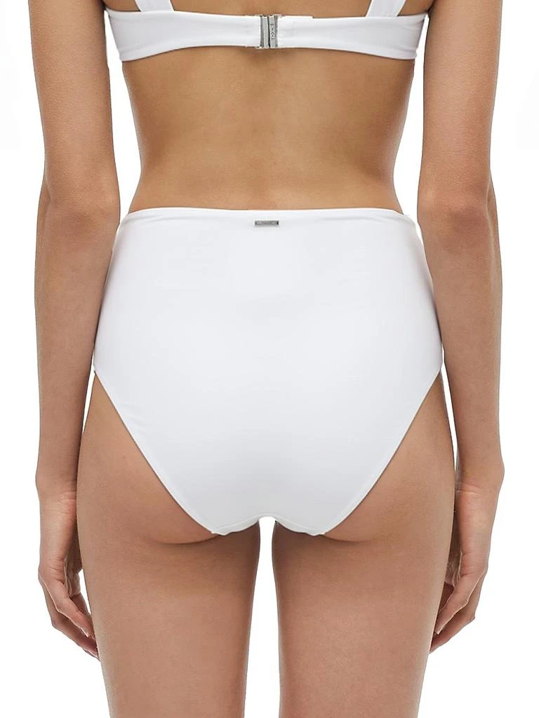 SIMKHAI Teya Ruched Striped High-Rise Bikini Bottom 4