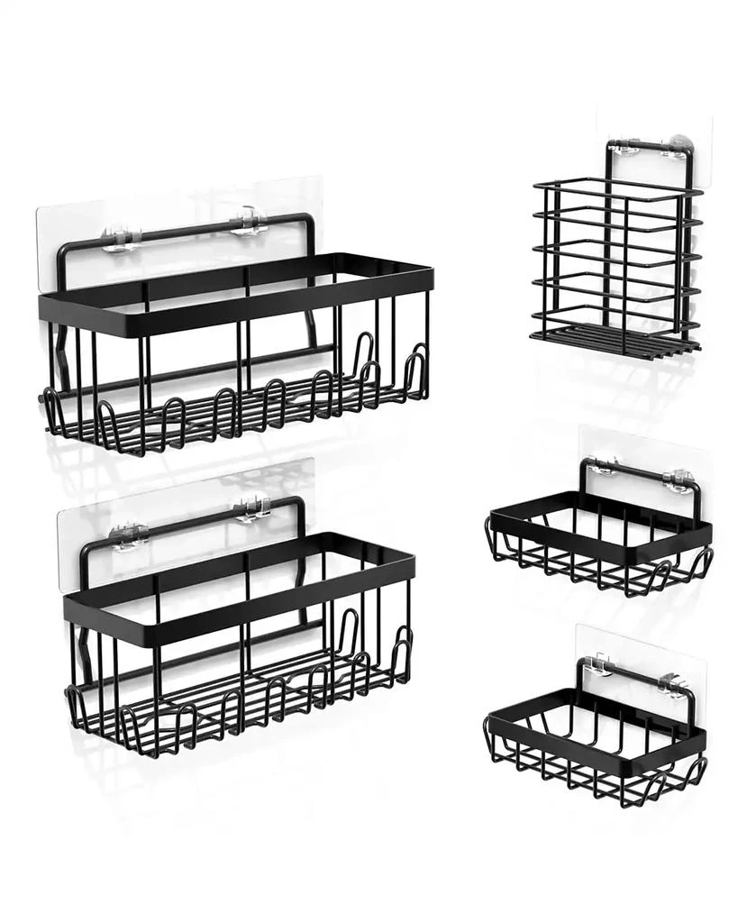 Cheer Collection Stainless Steel Self-Draining Heavy-Duty Shower Caddy 5-Pack 2