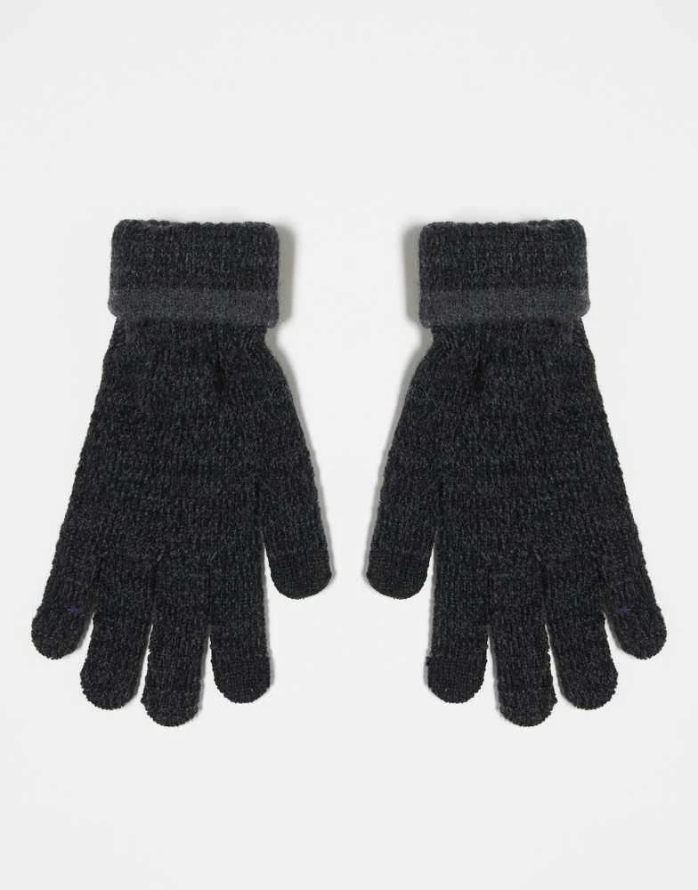 Timberland Timberland marled magic touch gloves in black 1