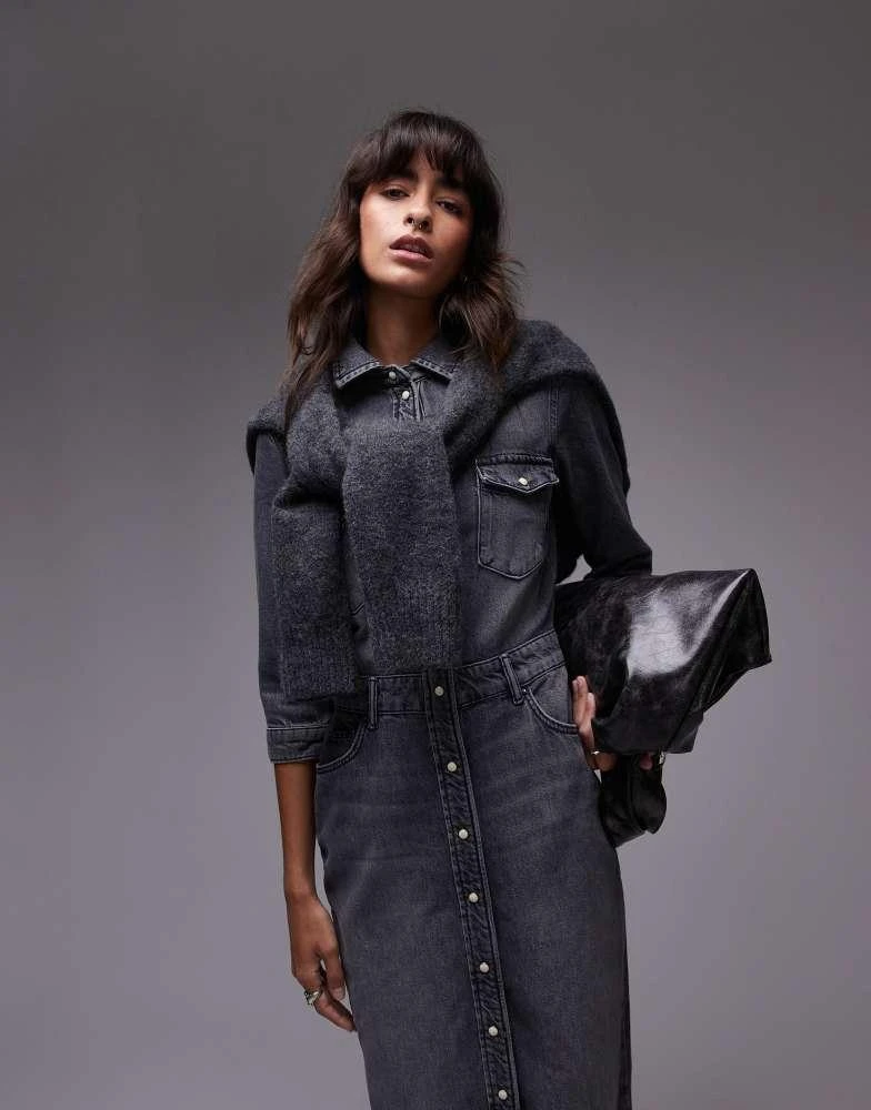 ALL SAINTS AllSaints Blair denim maxi dress in washed black 2
