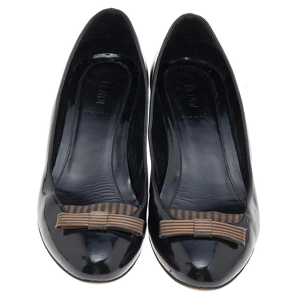 Fendi Fendi Black Patent Leather Bow Pumps Size 38 3