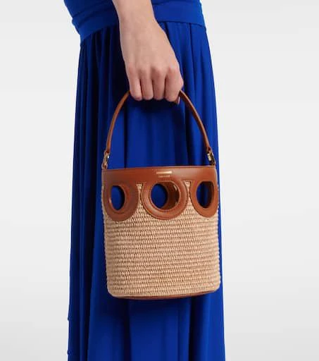 Salvatore Ferragamo Ganci Frame Small raffia bucket bag 2