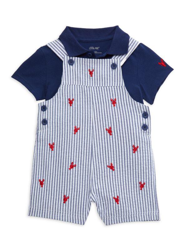 Little Me Baby Boy's 2-Piece Lobster Shortall & Polo Set