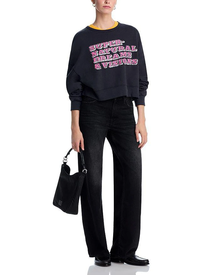 MOTHER The Spinner Sneaker Wide Leg Jeans in Black Magic 2