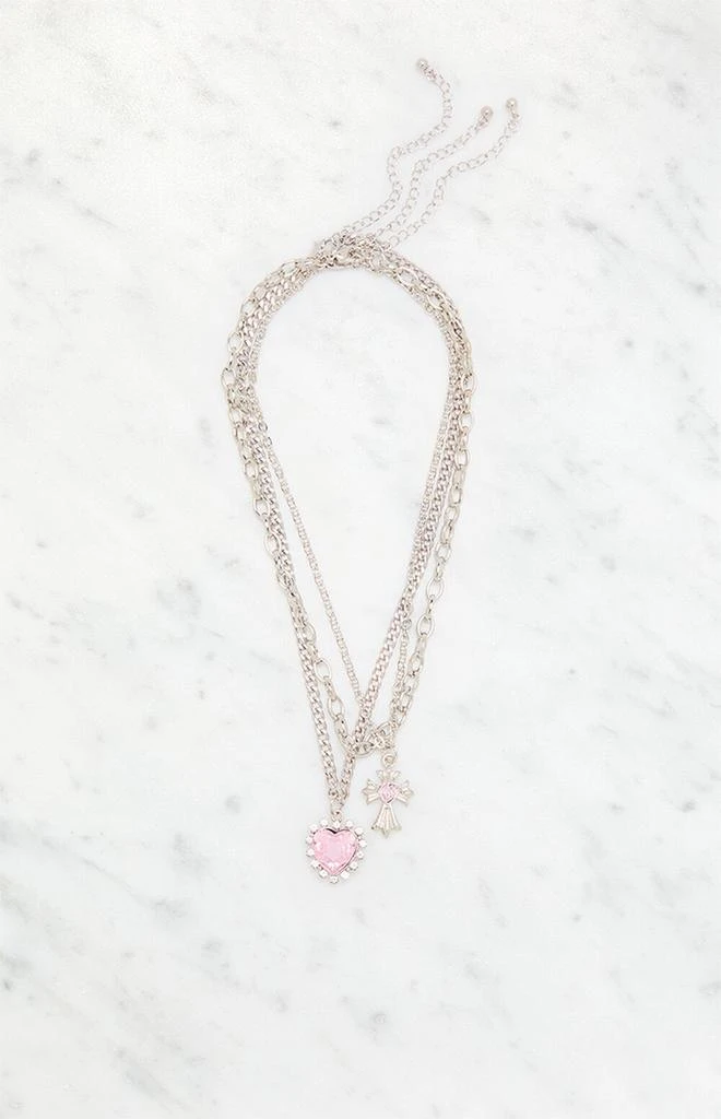 LA Hearts Cross Heart Layered Necklace 1