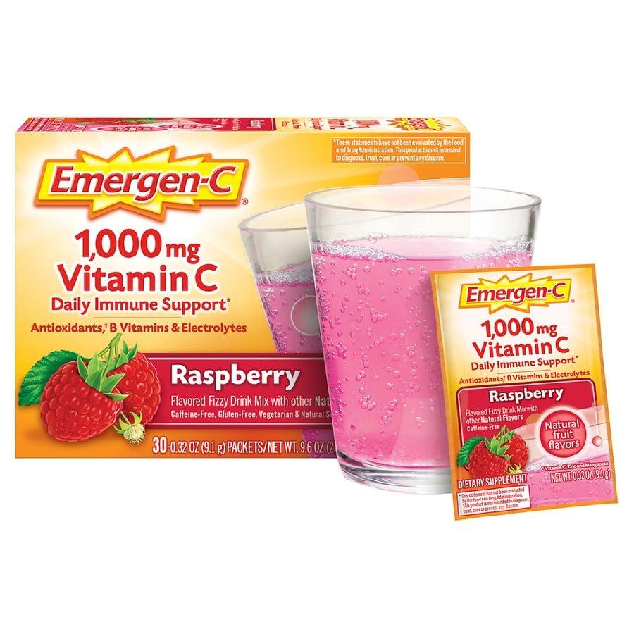 Emergen-C Daily Immune Support Drink with 1000 mg Vitamin C, Antioxidants, & B Vitamins Raspberry