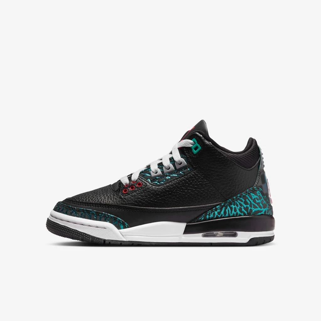 NIKE Air Jordan 3 Retro Black/Siren Red-Hyper Jade  FV5437-001 Grade-School 1