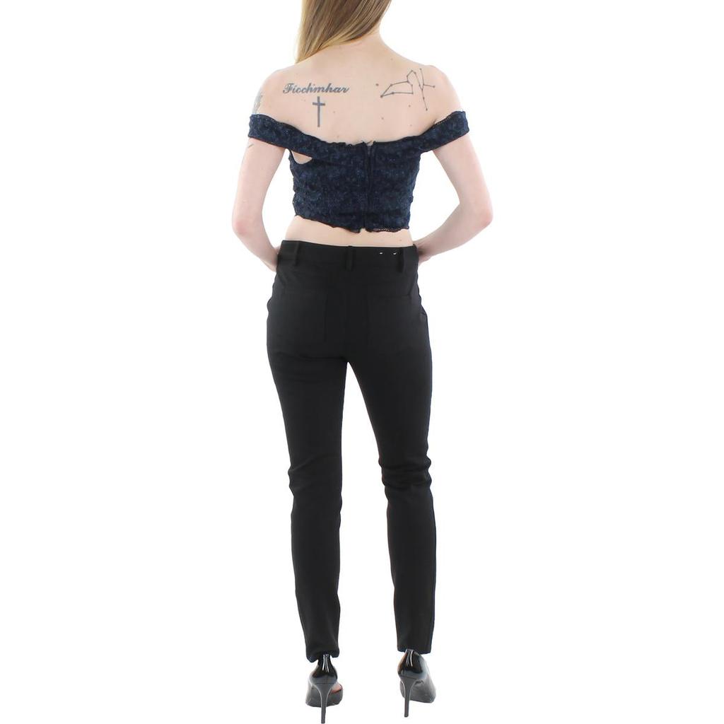 Speechless Juniors Womens Lace Glitter Cropped