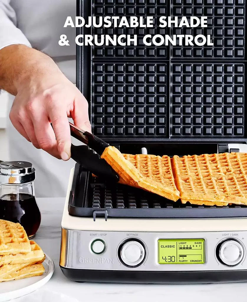 Greenpan Elite 4-Square Nonstick Belgian & Regular Waffle Maker 6