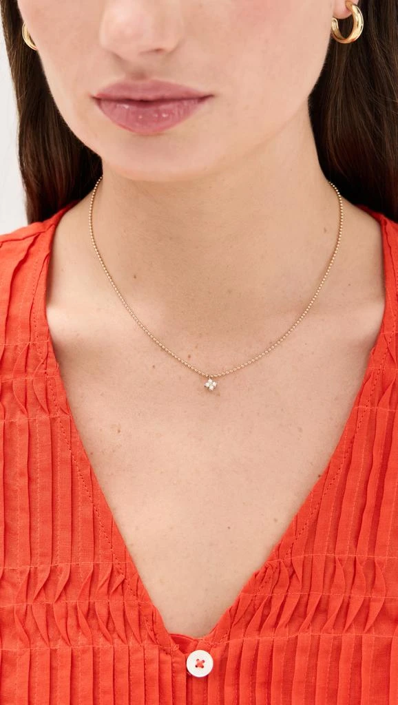 Zoe Chicco 14k Gold Quad Prong Set Diamond Pendant on Bead Chain Necklace 2