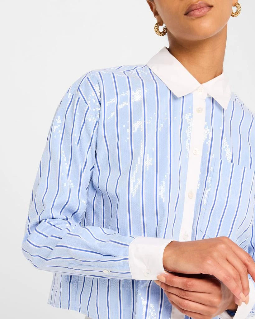 VERONICA BEARD Maia Stripe Sequined Shirt 5