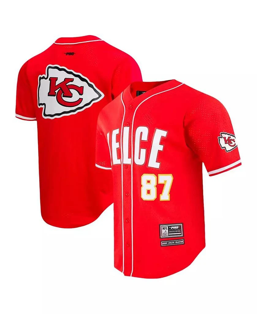 Pro Standard Men's Travis Kelce Red Kansas City Chiefs Mesh Button-Up Baseball Jersey 1