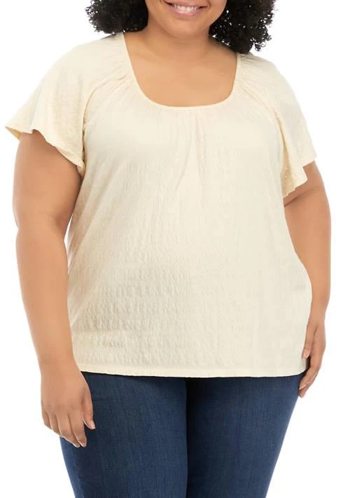 Wonderly Plus Size Flutter Sleeve Top 1