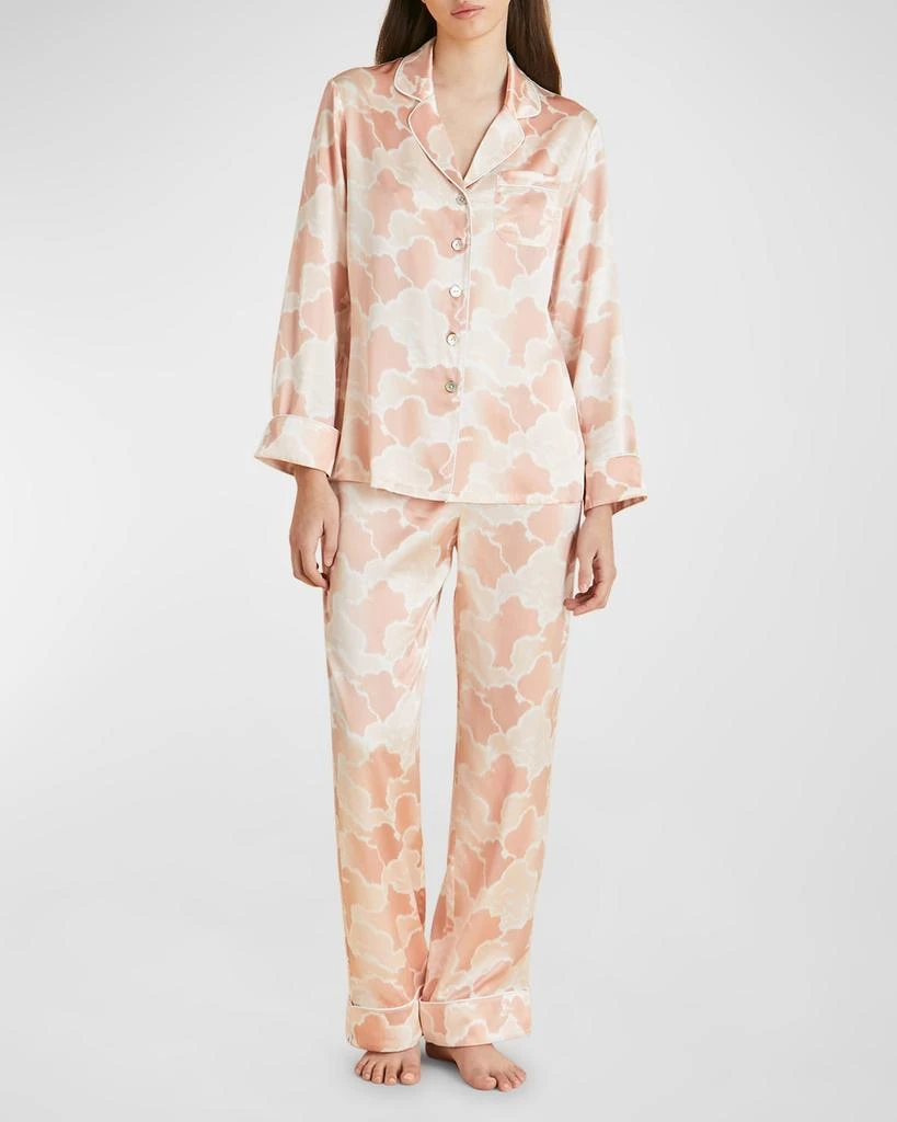 OLIVIA VON HALLE Lila Cloud-Print Silk Satin Pajama Set 1