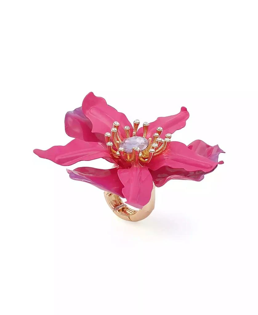 Betsey Johnson Faux Stone Hothouse Bloom Orchid Cocktail Ring 4