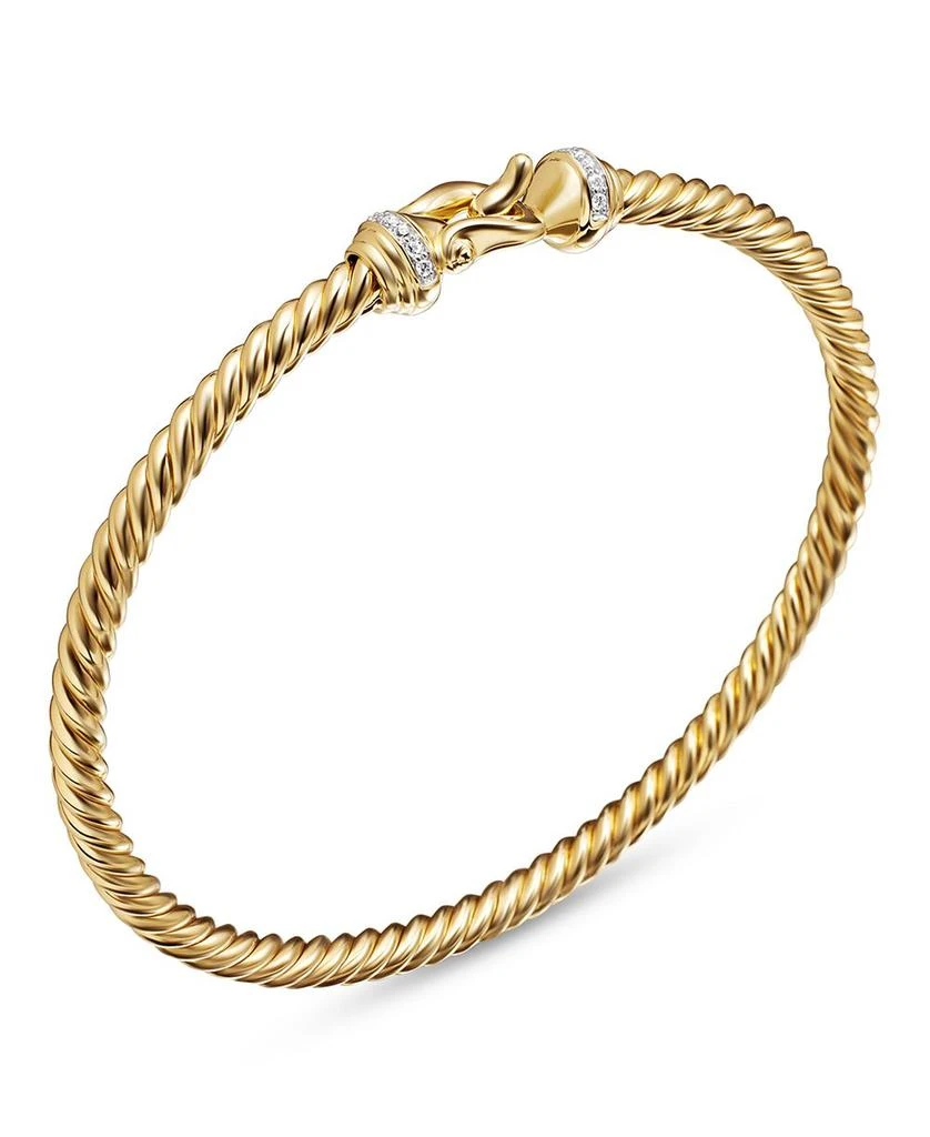 David Yurman Buckle Cablespira® Bracelet in 18K Yellow Gold with Diamonds, 3.5mm 3