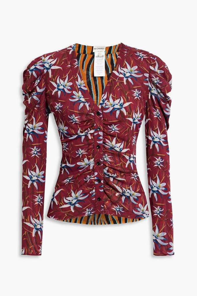 DIANE VON FURSTENBERG Gladys reversible floral-print stretch-mesh top 1