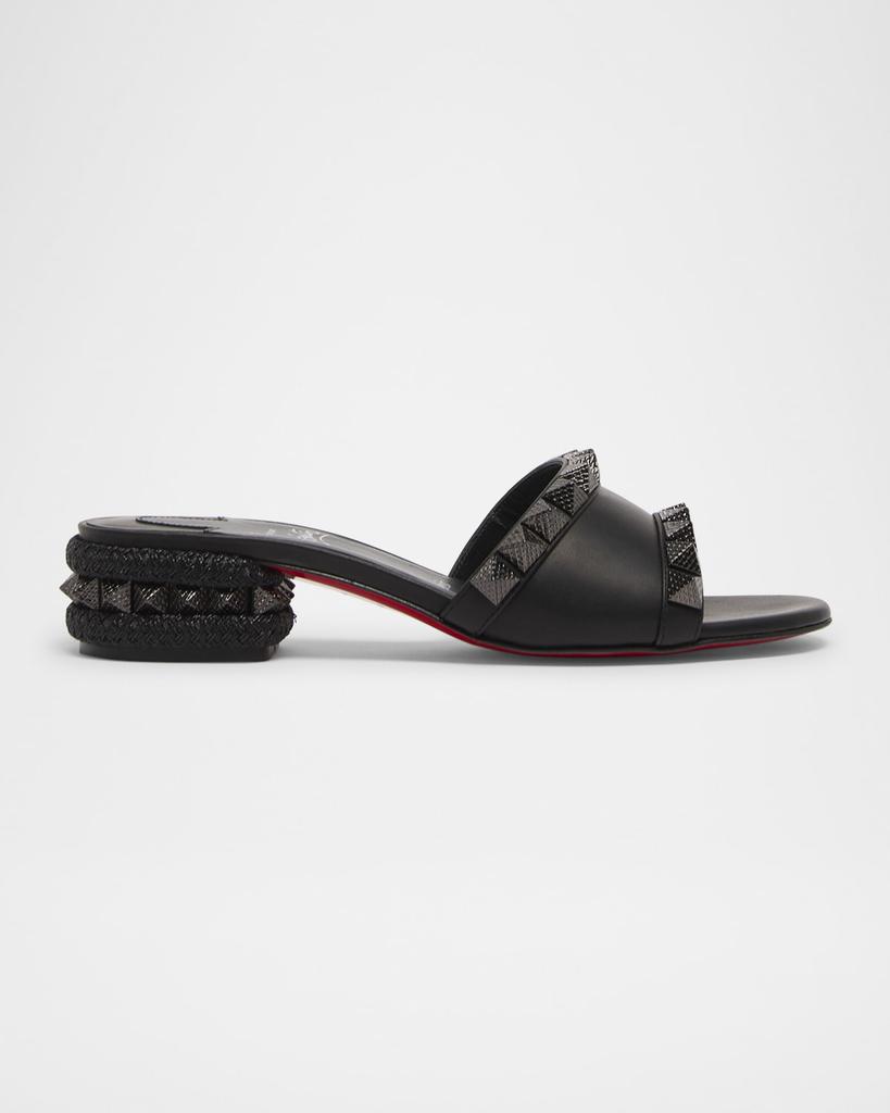 Christian Louboutin Leather Spike Red Sole Mule Sandals