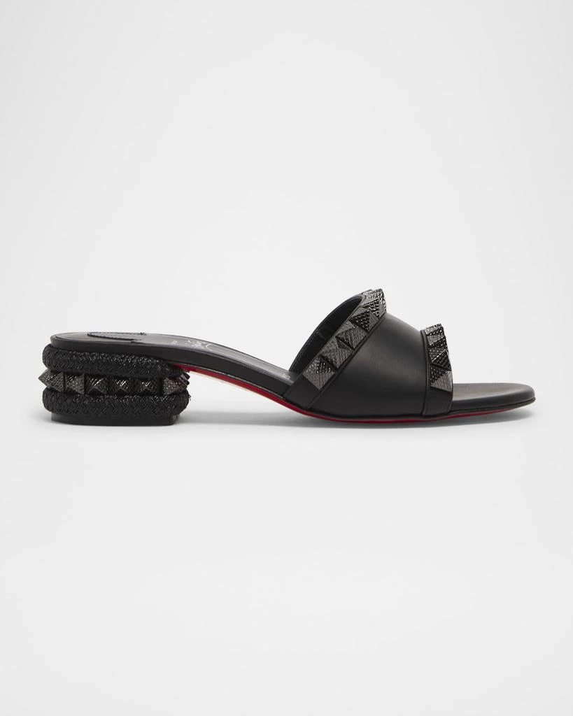 Christian Louboutin Leather Spike Red Sole Mule Sandals 1