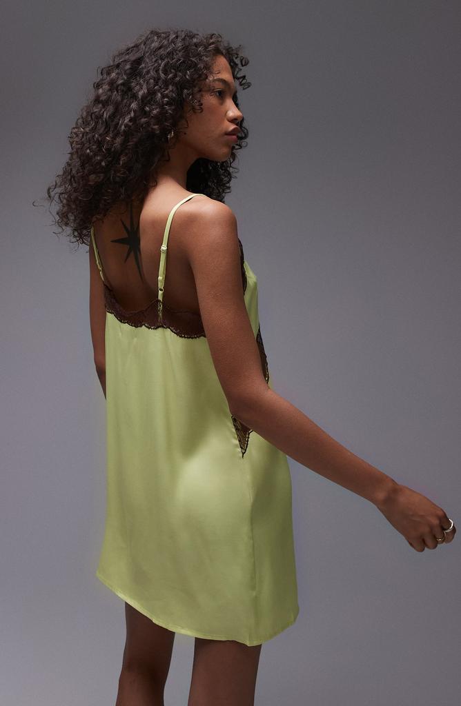 Topshop Lace Trim Satin Mini Slipdress