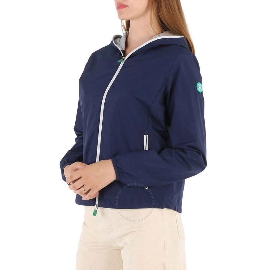 Save The Duck Stella Hooded Rain Jacket In Navy Blue 2