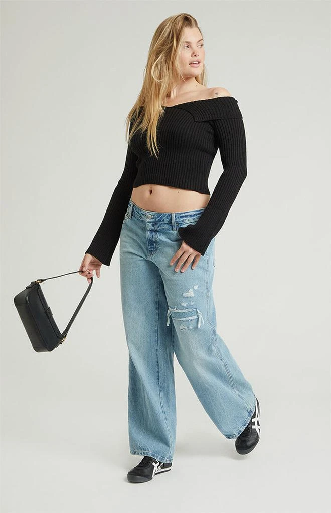 PacSun Casey Low Rise Baggy Jeans Ripped Indigo 4