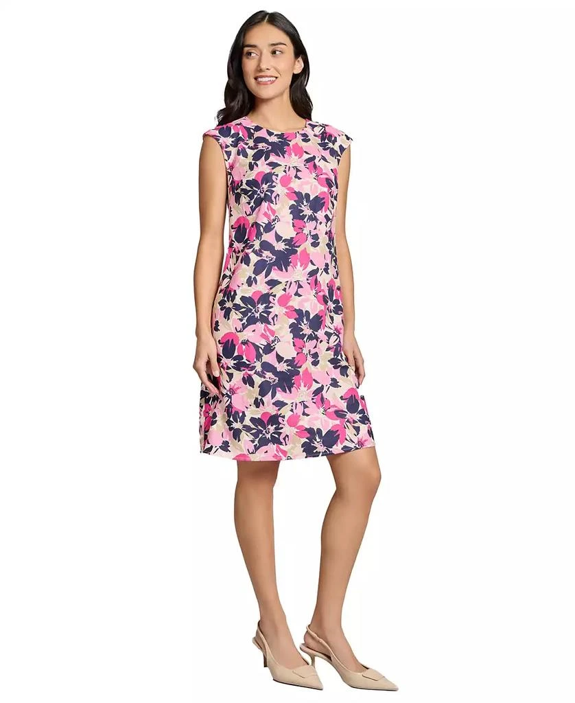 JONES NEW YORK Women's City Floral-Print Linen-Blend Swing Knee Length Dress 6
