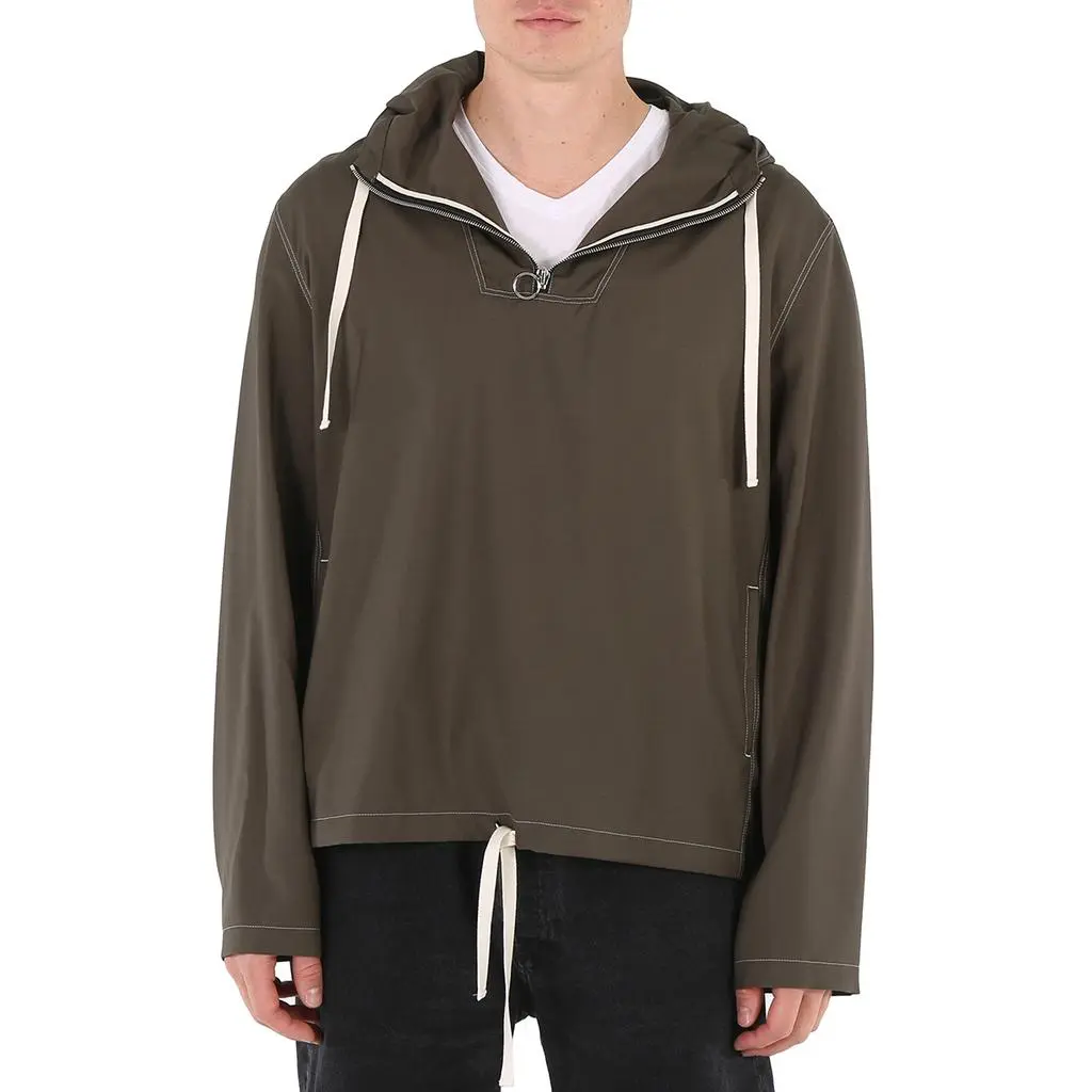 UNIFORME Uniforme Men's Khaki Cool Wool Stitch Detail Hoodie, Brand Size 46 (US Size 36)