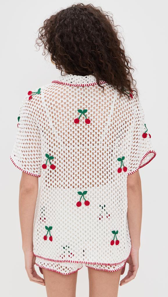 SAYLOR Blithe Cherry Mesh Crochet Short Set