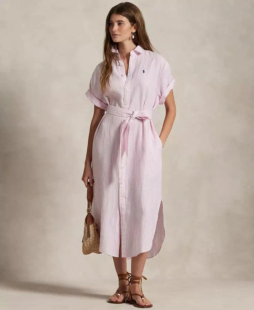 Ralph Lauren Women's Striped 100% Linen Short-Sleeve Shirtdress 1