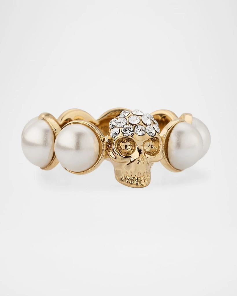 McQueen Crystal Skull and Pearly Ring