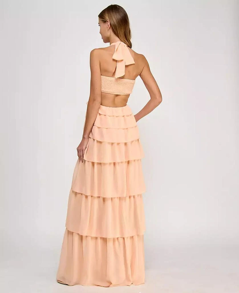 SENI & CADE Juniors' Chiffon Cutout Ruffle Gown 2