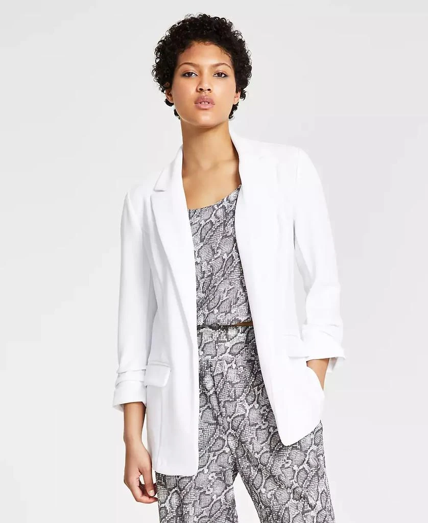 Bar III Women's Notch-Lapel Ruched-Sleeve Open-Front Blazer, Created for Macy's 1