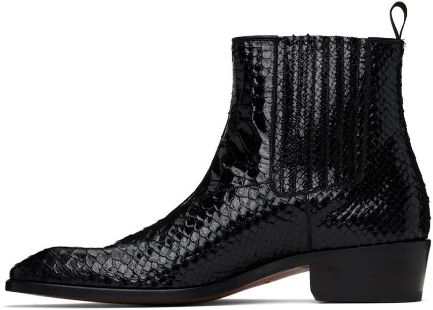 Tom Ford Black Stamped Python Kenneth Chelsea Boots 3