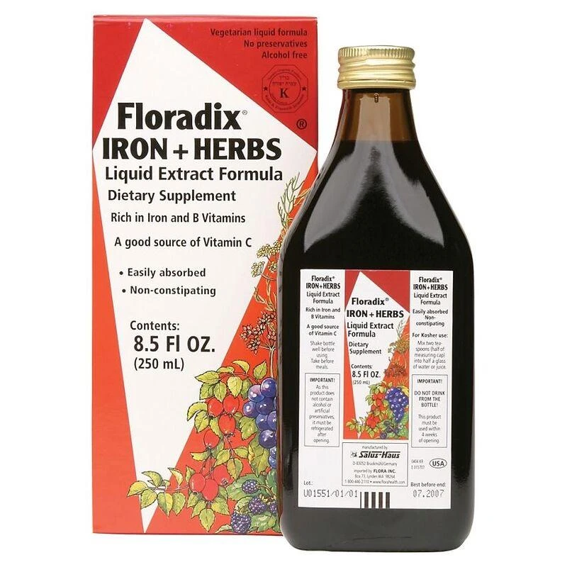 Floradix Floradix - Floravital Herbal Iron and Vitamin Formula Yeast Free (250ml) 1