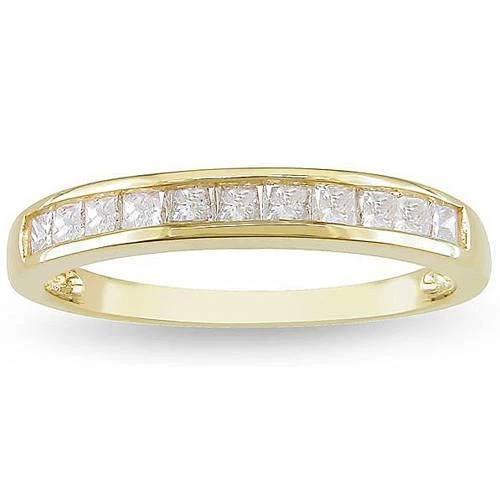 Pompeii3 3/8ct Princess Cut Diamond Wedding Ring 14K Yellow Gold 3