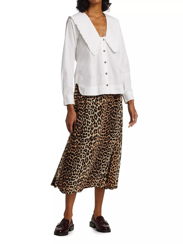 Ganni Cotton Poplin Pilgrim Collar Top 2