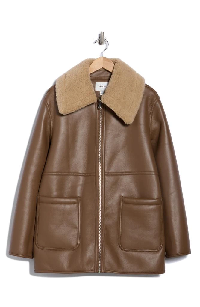 Jason Wu Faux Shearling Collar Faux Leather Coat 3