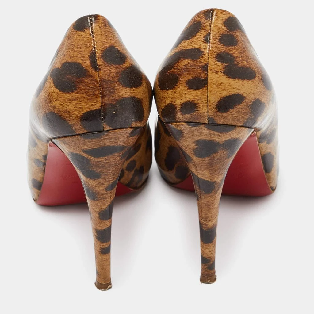 Christian Louboutin Christian Louboutin Brown/Beige Leopard Print Leather Ron Ron Peep Toe Platform Pumps Size 37.5 5