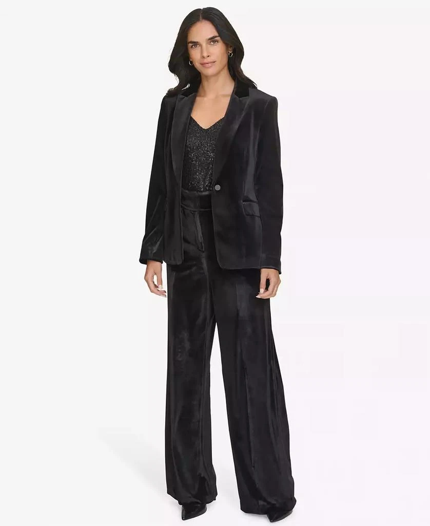 Calvin Klein Petite Single-Button Velvet Blazer 4