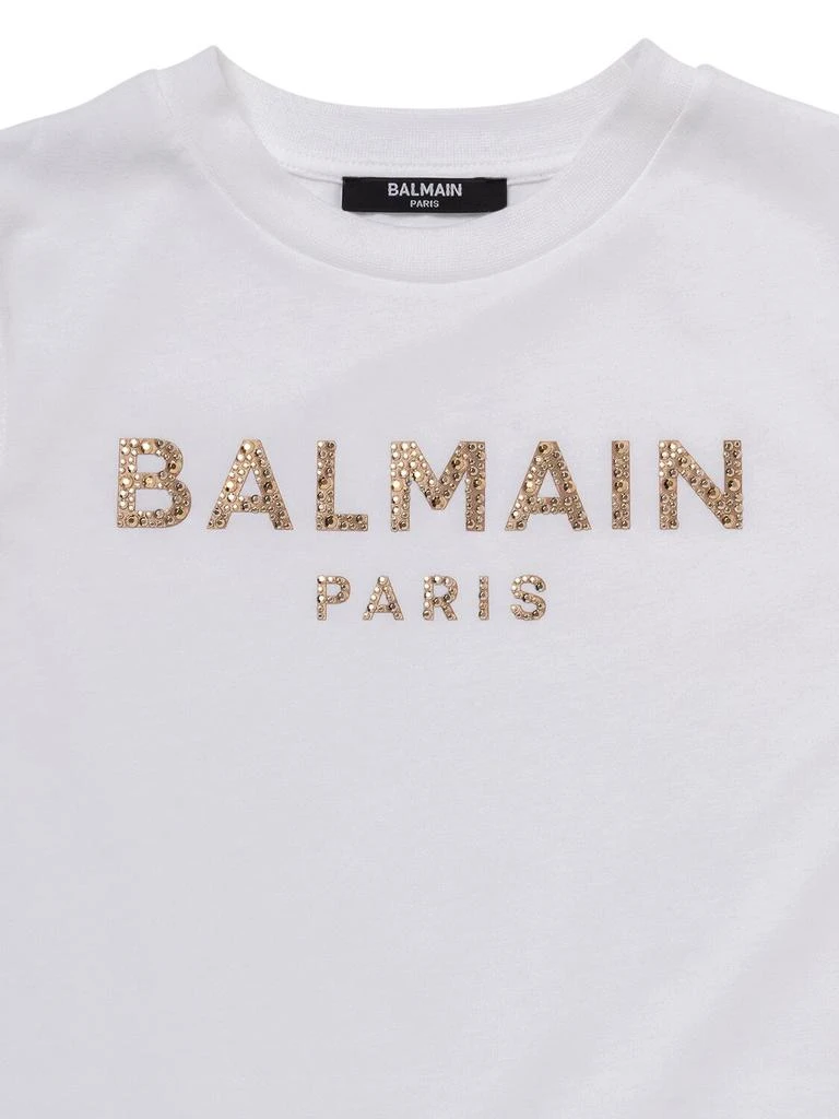 Balmain Embellished Logo Cotton Jersey Dress 1