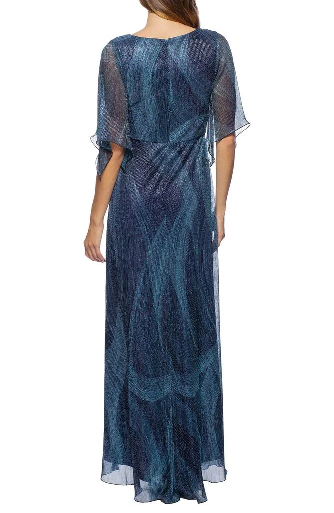 MARINA Metallic Flutter Sleeve Dress 2