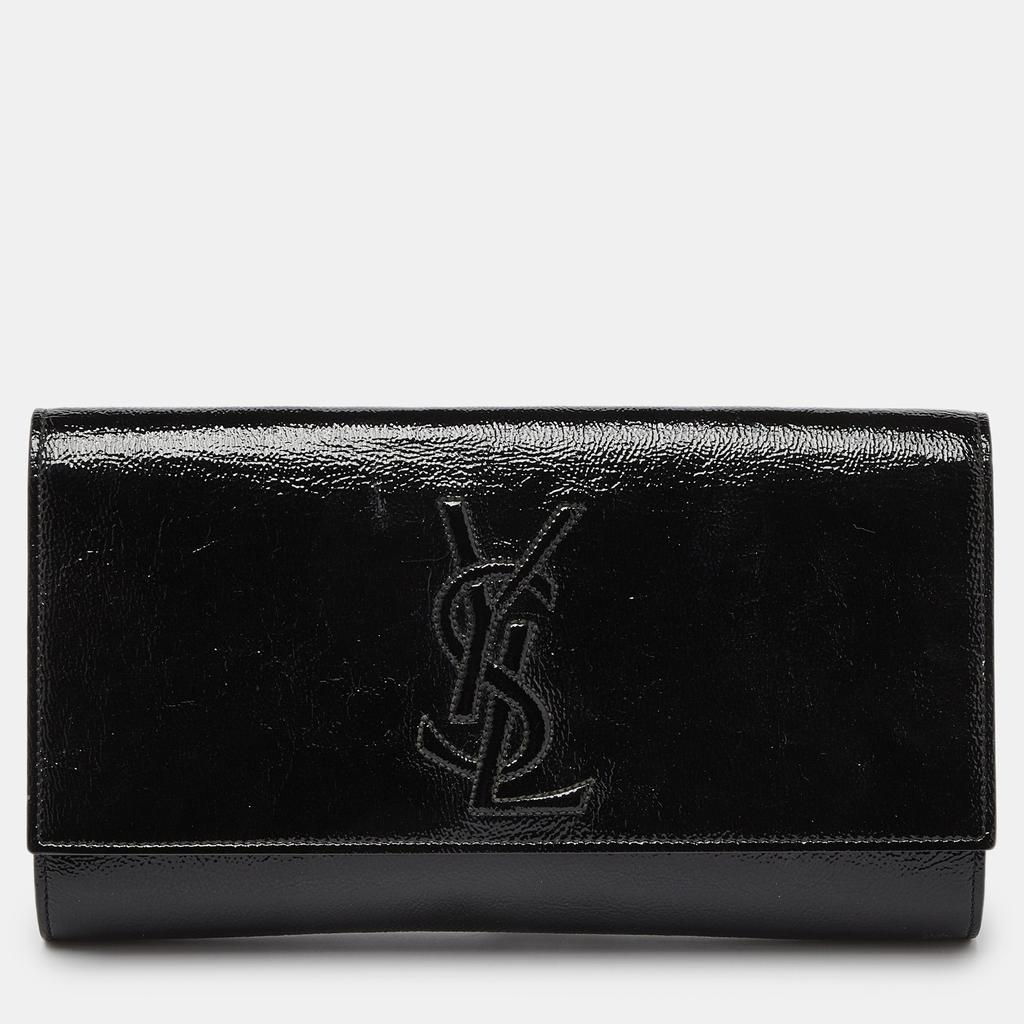 Yves Saint Laurent Yves Saint Laurent Black Patent Leather Belle De Jour Flap Clutch