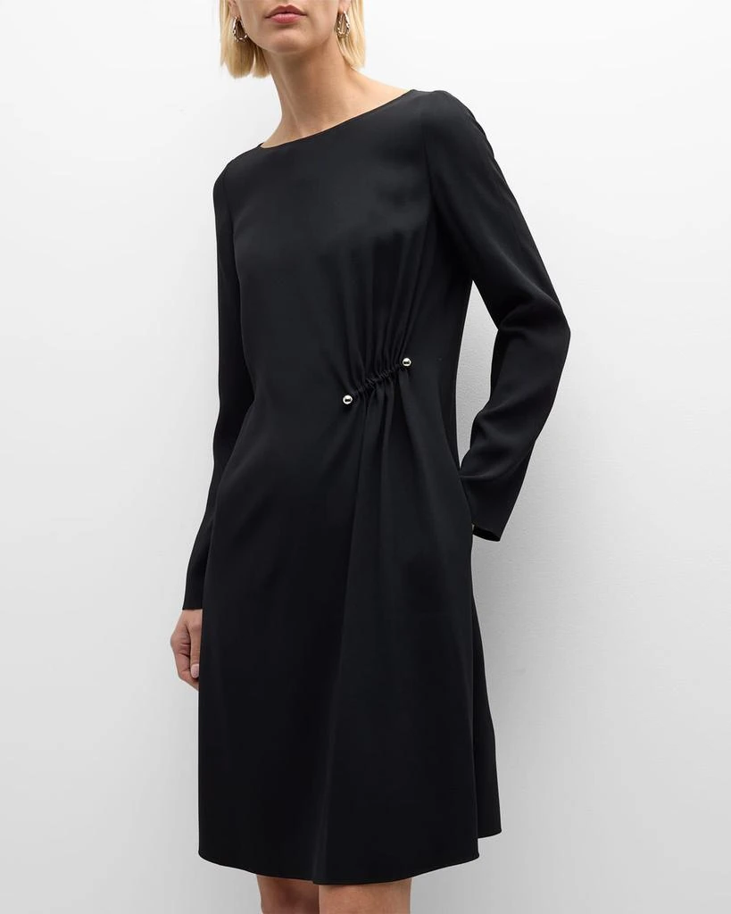 Emporio Armani Gathered Bateau-Neck Satin Midi Shift Dress 6