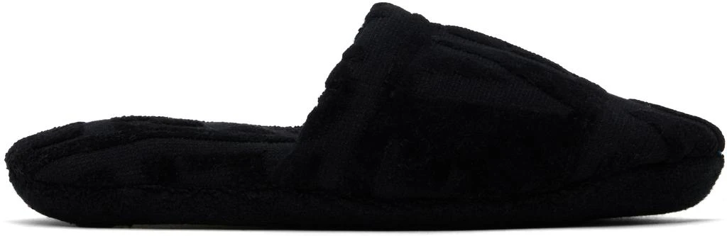 Versace Black 'Versace' Allover Towel Slippers 1