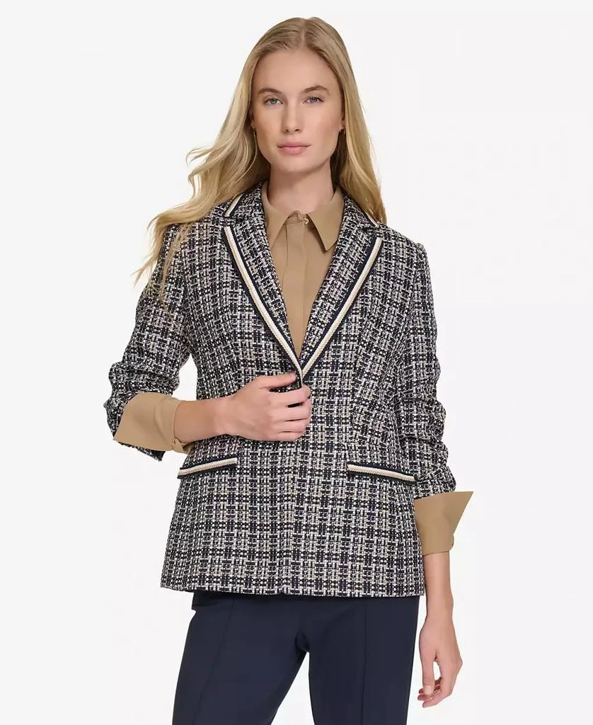 Tommy Hilfiger Women's Textured Plaid Single-Button Blazer 1