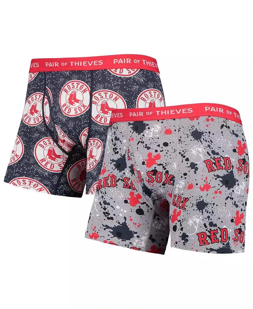 Pair Of Thieves Men's Gray, Navy Boston Red Sox Super Fit 2-Pack Boxer Briefs Set 1