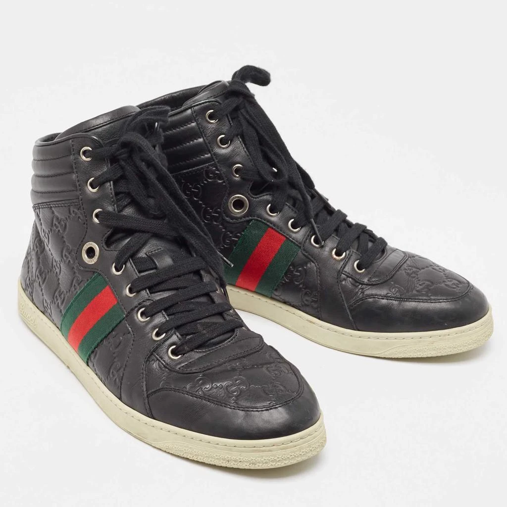 Gucci Gucci Black Guccissima Leather Web High Top Sneakers Size 43 4