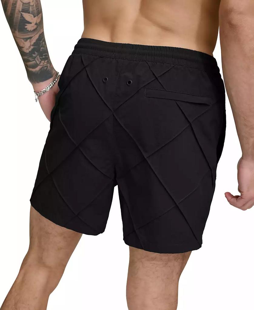 DKNY Men's Diamond Pintuck Performance 5" Volley Shorts
